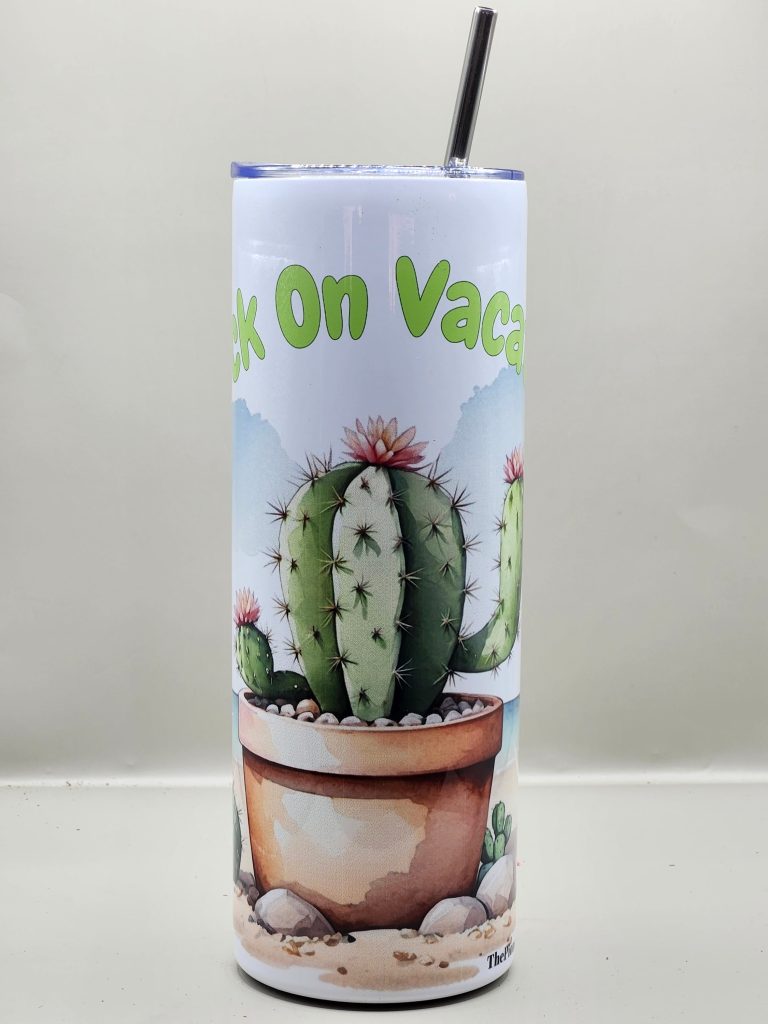 Prick on Vacation 20 oz Stainless Steel Tumbler with Straw, Unique, Design #20003
