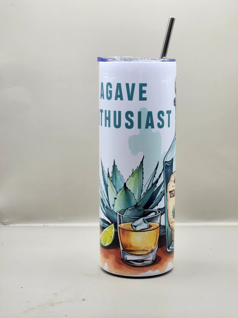 Agave Enthusiast Cactus Themed 20 oz Stainless Steel Tumbler with Straw, Unique, Design #20006