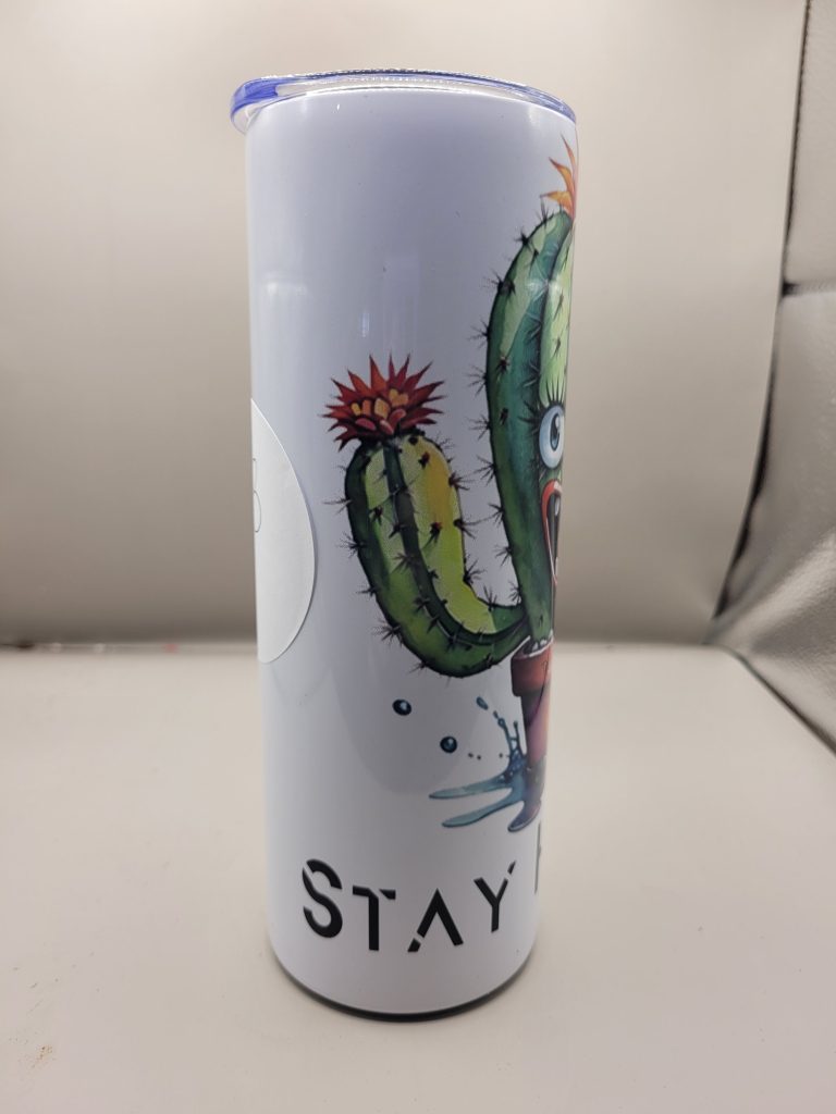 Stay Hydrated Cactus Themed 20 oz Stainless Steel Tumbler with Straw, Unique, Design #20013 - Image 2