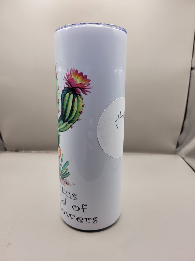 Be a Cactus in a World of Flowers Cactus Themed 20 oz Stainless Steel Tumbler with Straw, Unique, Design #20012 - Image 2