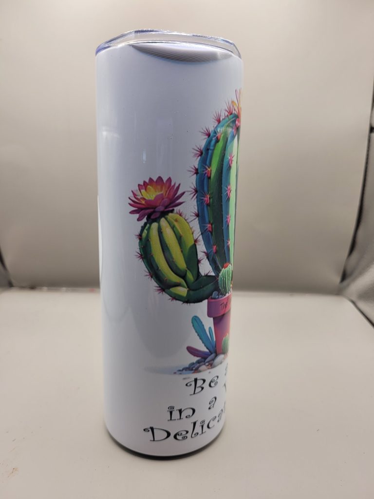 Be a Cactus in a World of Flowers Cactus Themed 20 oz Stainless Steel Tumbler with Straw, Unique, Design #20012 - Image 3