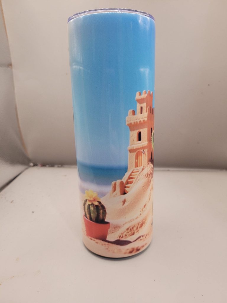 Life's a Beach so Dig it Cactus Themed 20 oz Stainless Steel Tumbler with Straw, Unique, Design #20014 - Image 4