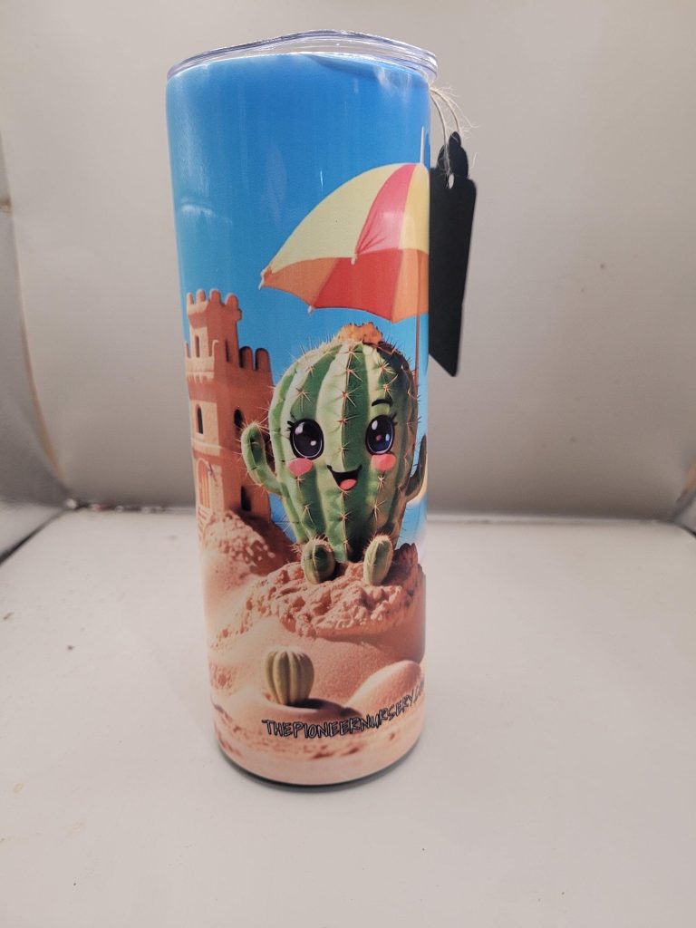 Life's a Beach so Dig it Cactus Themed 20 oz Stainless Steel Tumbler with Straw, Unique, Design #20014 - Image 3