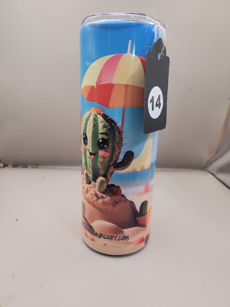 Life's a Beach so Dig it Cactus Themed 20 oz Stainless Steel Tumbler with Straw, Unique, Design #20014 - Image 2