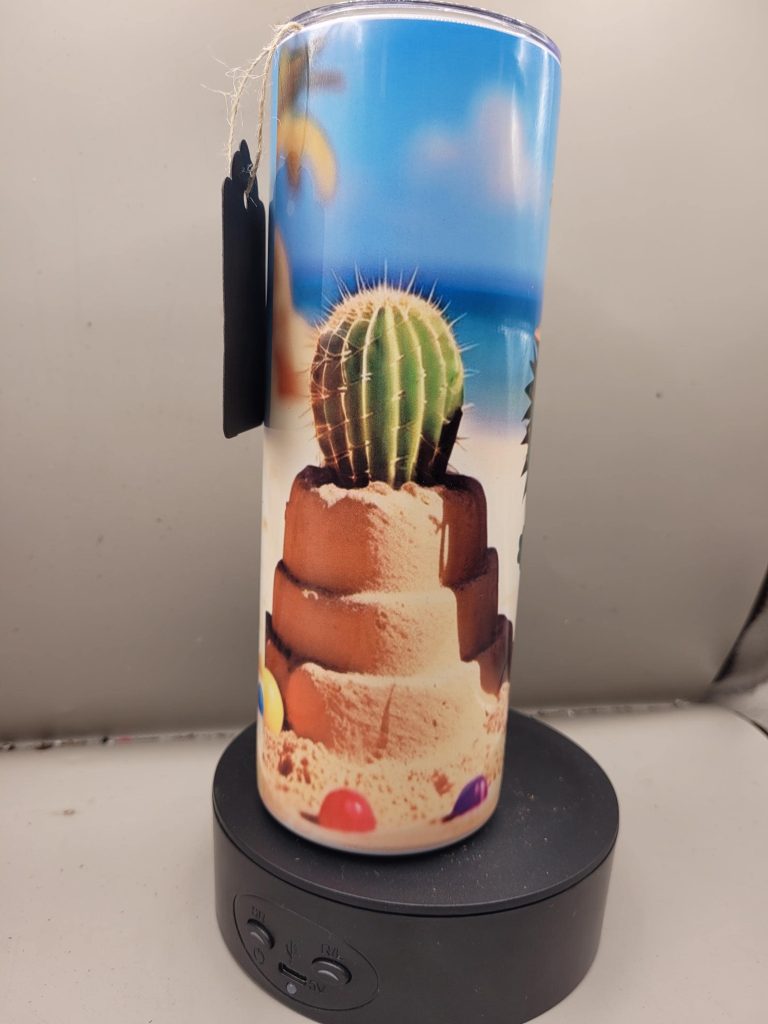 Life's a Beach so Dig it Cactus Themed 20 oz Stainless Steel Tumbler with Straw, Unique, Design #20014 - Image 3