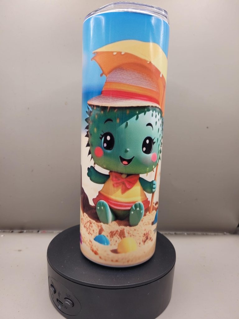 Life's a Beach so Dig it Cactus Themed 20 oz Stainless Steel Tumbler with Straw, Unique, Design #20014