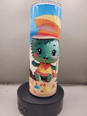 Life's a Beach so Dig it Cactus Themed 20 oz Stainless Steel Tumbler with Straw, Unique, Design #20014