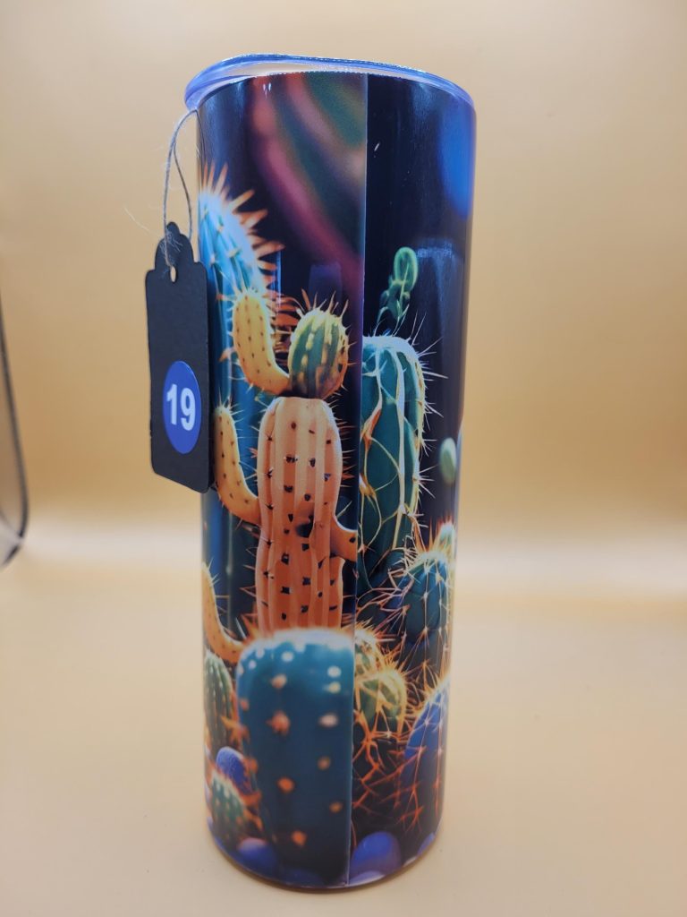 Gold Dragon Cactus Funny Character Themed 20 oz Stainless Steel Tumbler with Straw, Unique, Design #20019 - Image 4