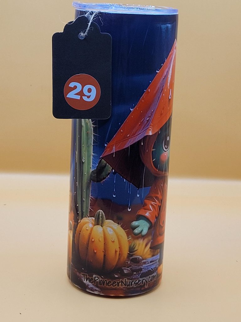 Bring on the Rain Fall Festive Rainy Day Cactus Themed 20 oz Stainless Steel Tumbler with Straw, Unique, Design #20029 - Image 4
