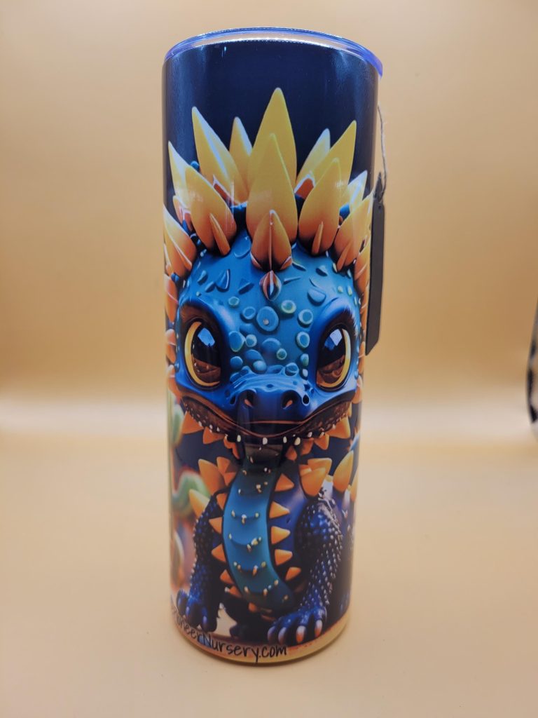 Gold Dragon Cactus Funny Character Themed 20 oz Stainless Steel Tumbler with Straw, Unique, Design #20019 - Image 2