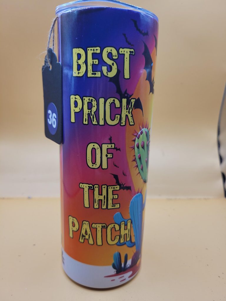 Best Prick of the Patch Funny Joke Halloween Cactus Themed Cute 20oz Stainless Steel Tumbler #20036 - Image 2