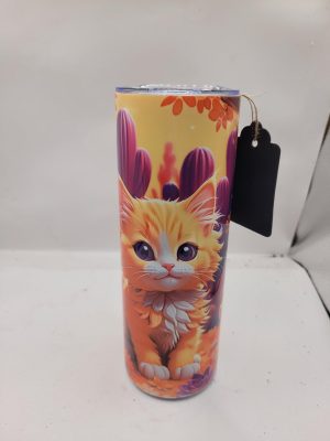 Adorable Pet Themed Fall Style Cactus Landscape and Super Cute 20oz Stainless Steel Tumbler, Dogs, Cats, Spiders, Frogs, Guinea Pigs...