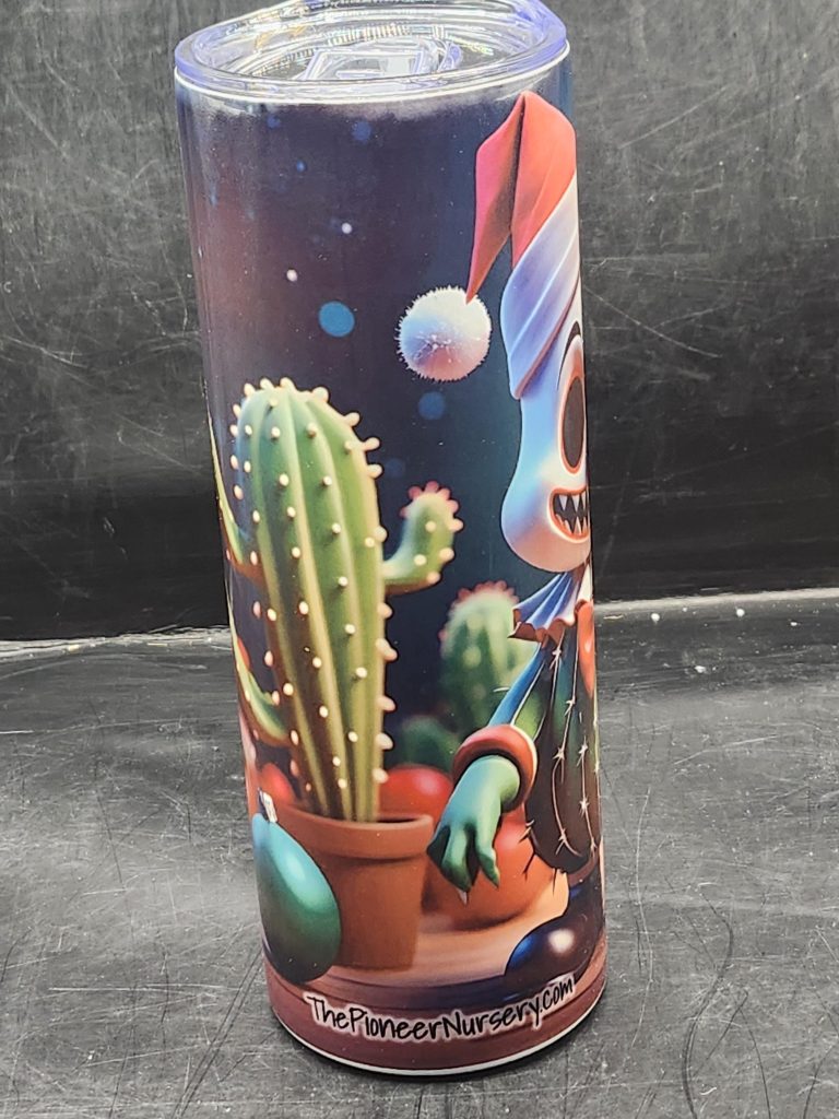Spooky Christmas Themed Suspicious Funny Creepy Style Cactus Landscape and Super Cute 20oz Stainless Steel Tumbler - Image 9