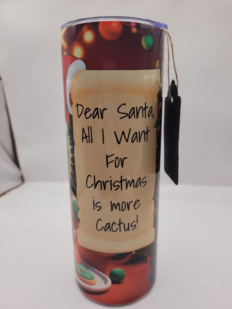 Christmas Themed Cute Funny Prank Style Cactus Landscape and Super Cute 20oz Stainless Steel Tumbler - Image 2