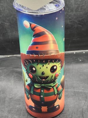 Spooky Christmas Themed Suspicious Funny Creepy Style Cactus Landscape and Super Cute 20oz Stainless Steel Tumbler