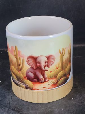 The Pioneer Nursery 4” Ceramic Planter Pot – “Elephant” Cactus Design with Bamboo Base & Drainage Hole