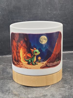 The Pioneer Nursery 4” Ceramic Planter Pot – “Little Ember” Cactus Design with Bamboo Base & Drainage Hole