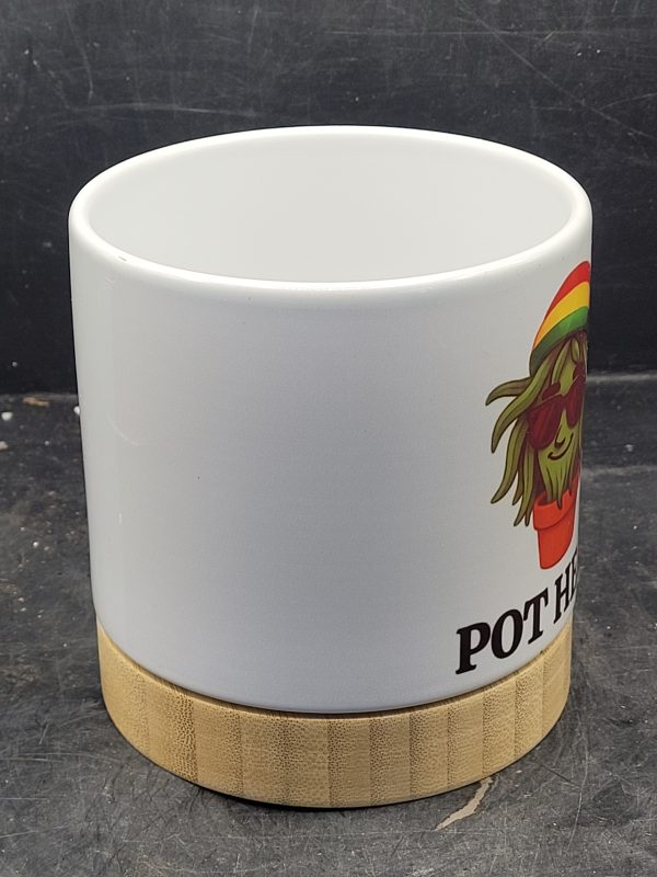 The Pioneer Nursery 4” Ceramic Planter Pot – “Pot Head” Cactus Design with Bamboo Base & Drainage Hole - Image 4