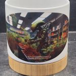 The Pioneer Nursery 4” Ceramic Planter Pot – “Growbot” Cactus Design with Bamboo Base & Drainage Hole