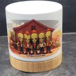 The Pioneer Nursery 4” Ceramic Planter Pot – “The Prickston Boys” Cactus Design with Bamboo Base & Drainage Hole