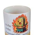 Ceramic Pot White with Bamboo Base with Dumpster Fire Image, 4 Inch