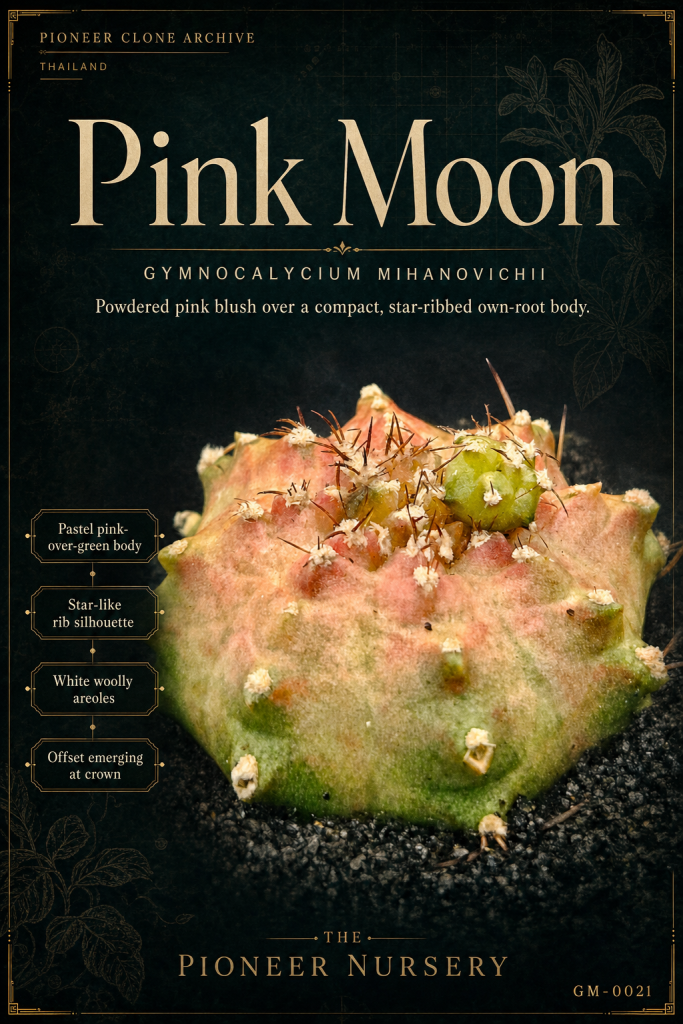 Pink Moon Gymnocalycium mihanovichii clone profile