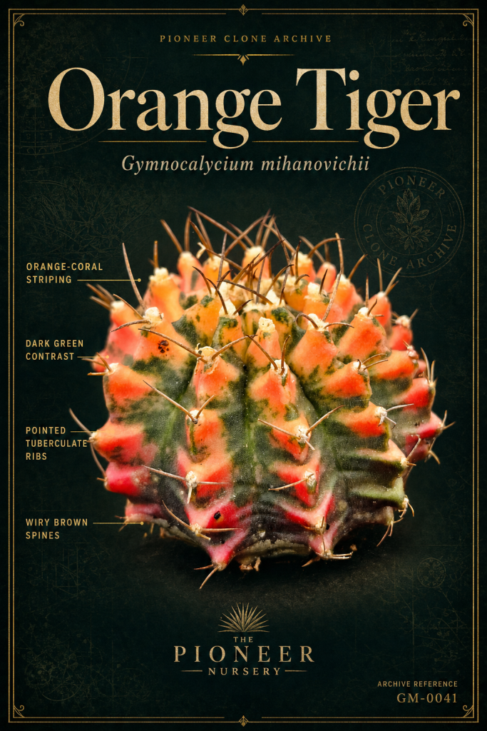 Orange Tiger Gymnocalycium mihanovichii clone profile