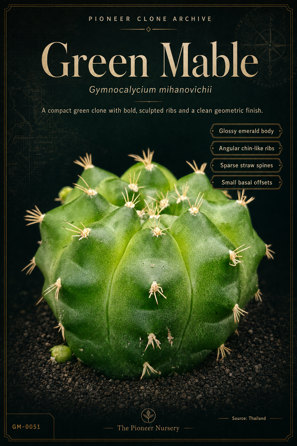 Green Mable Gymnocalycium mihanovichii clone profile