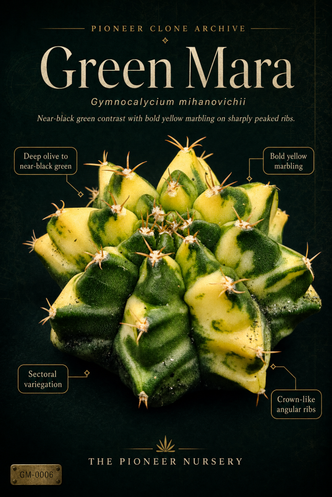 Green Mara Gymnocalycium mihanovichii clone profile