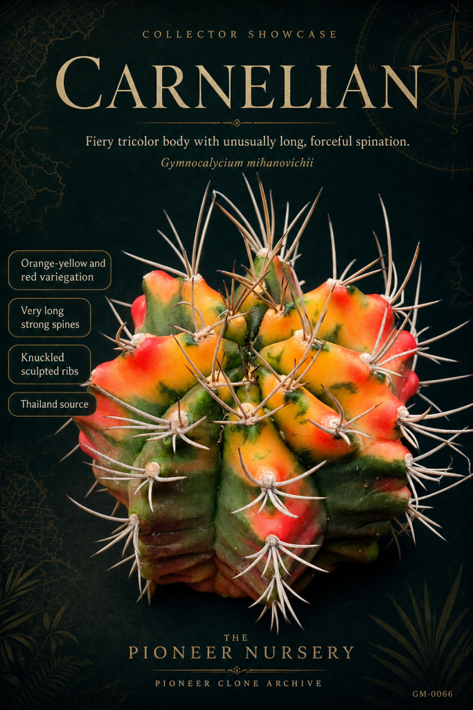 Carnelian Gymnocalycium mihanovichii clone profile