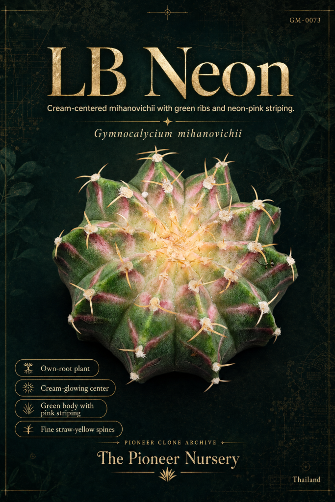 LB Neon Gymnocalycium mihanovichii clone profile
