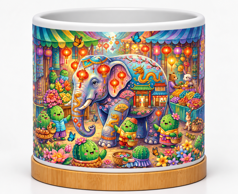 Cactown Elephant Market 4-Inch Ceramic Cactus Pot