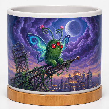 Cactus Moth Man 4" Ceramic Pot 4-Inch Ceramic Cactus Pot