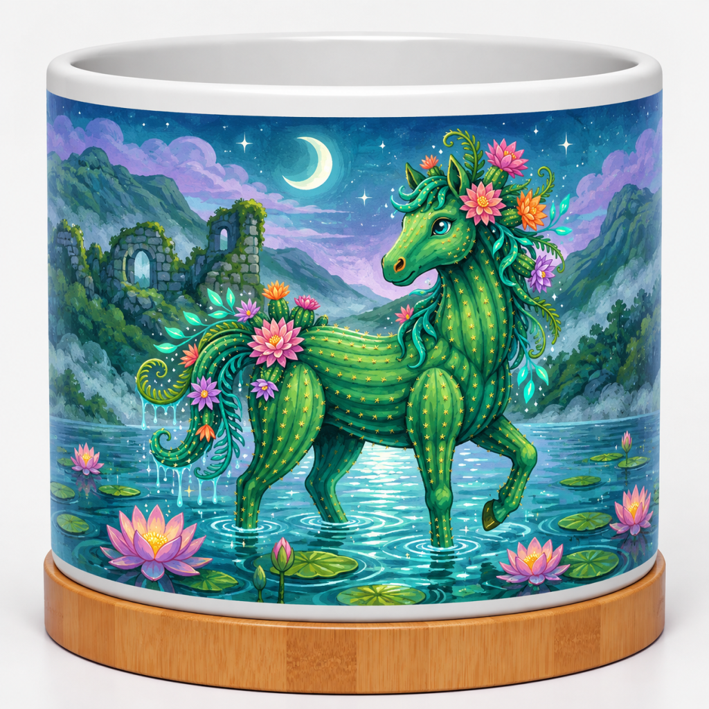 Cactus Horse 4" Ceramic Pot 4-Inch Ceramic Cactus Pot