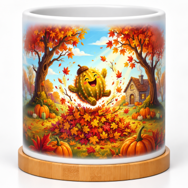 Joyful Cactus Autumn 4-Inch Ceramic Cactus Pot