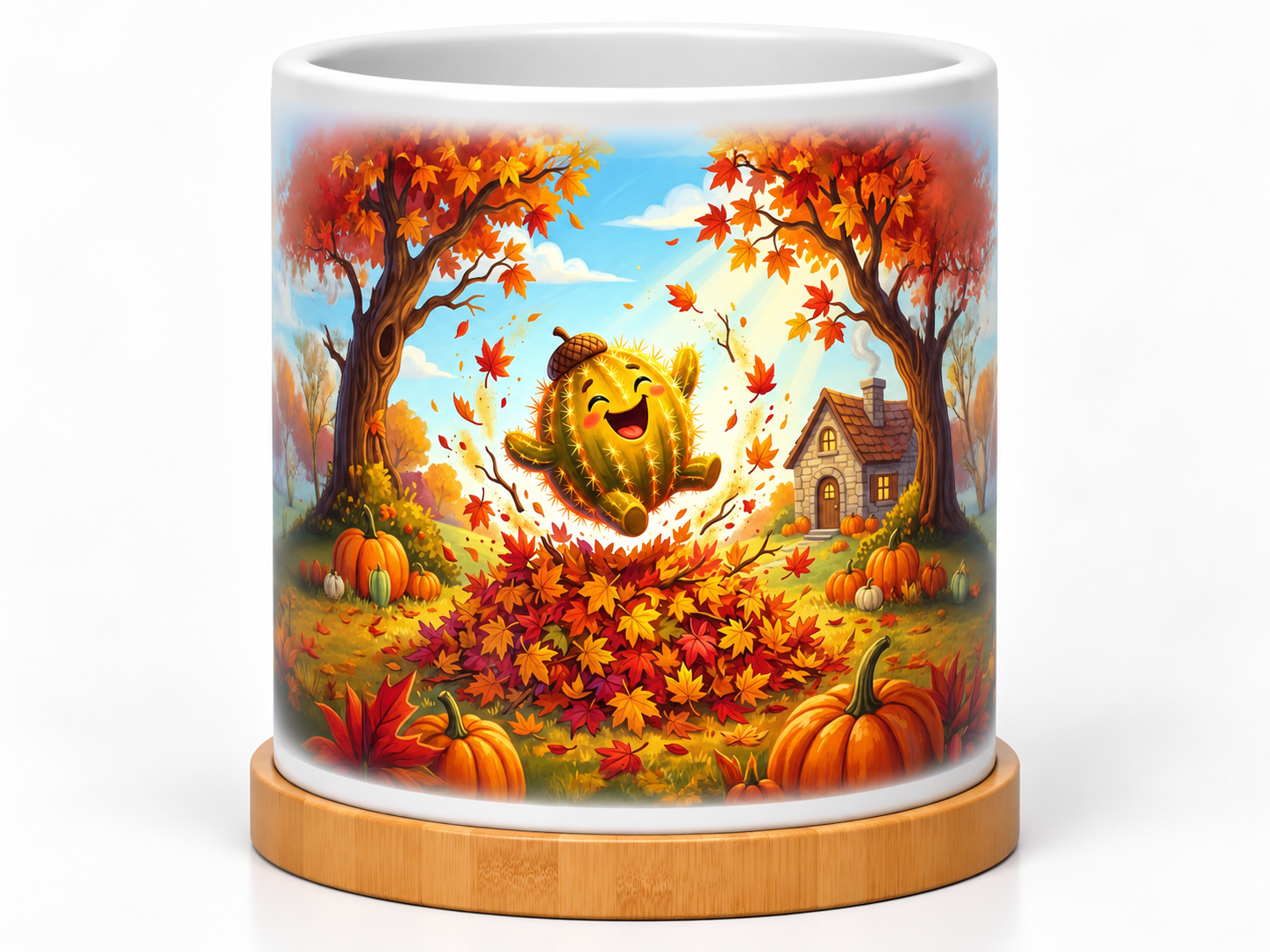 Joyful Cactus Autumn 4-Inch Ceramic Cactus Pot