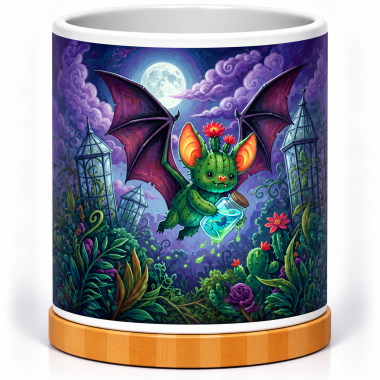 Moonlit Cactus Bat 4-Inch Ceramic Cactus Pot