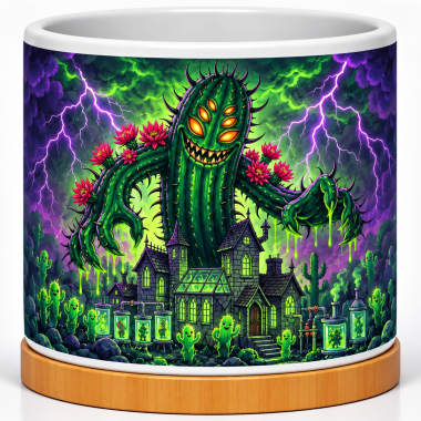 Neon Cactus Kaiju Greenhouse 4-Inch Ceramic Cactus Pot