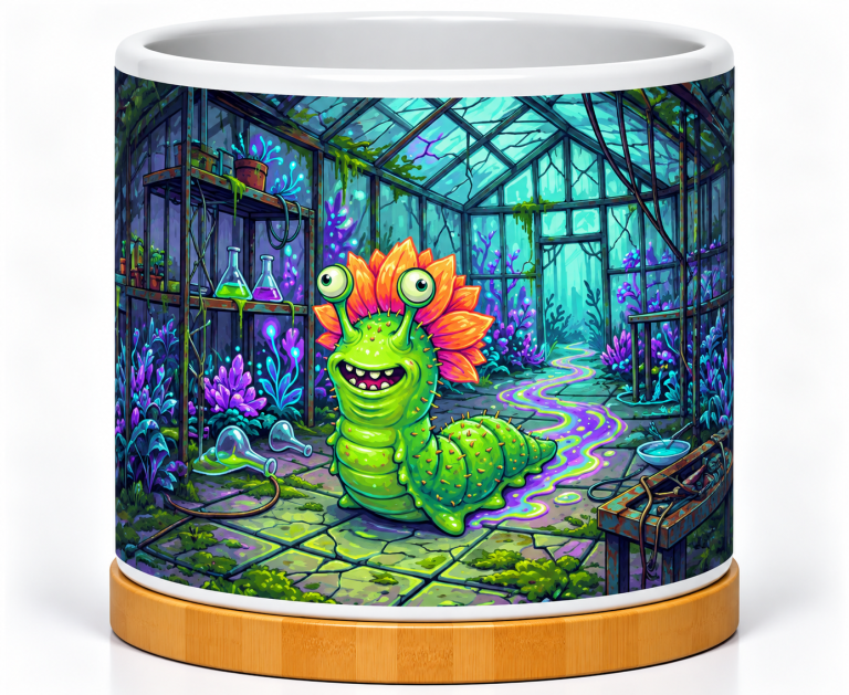 Neon Greenhouse Slug 4-Inch Ceramic Cactus Pot