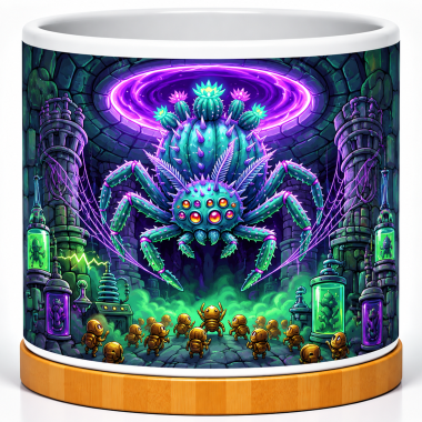 Neon Spider Boss 4-Inch Ceramic Cactus Pot