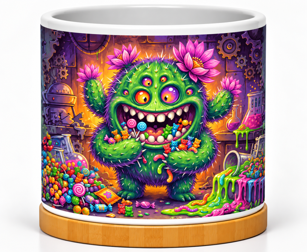 Whimsical Candy Lab Monster 4-Inch Ceramic Cactus Pot