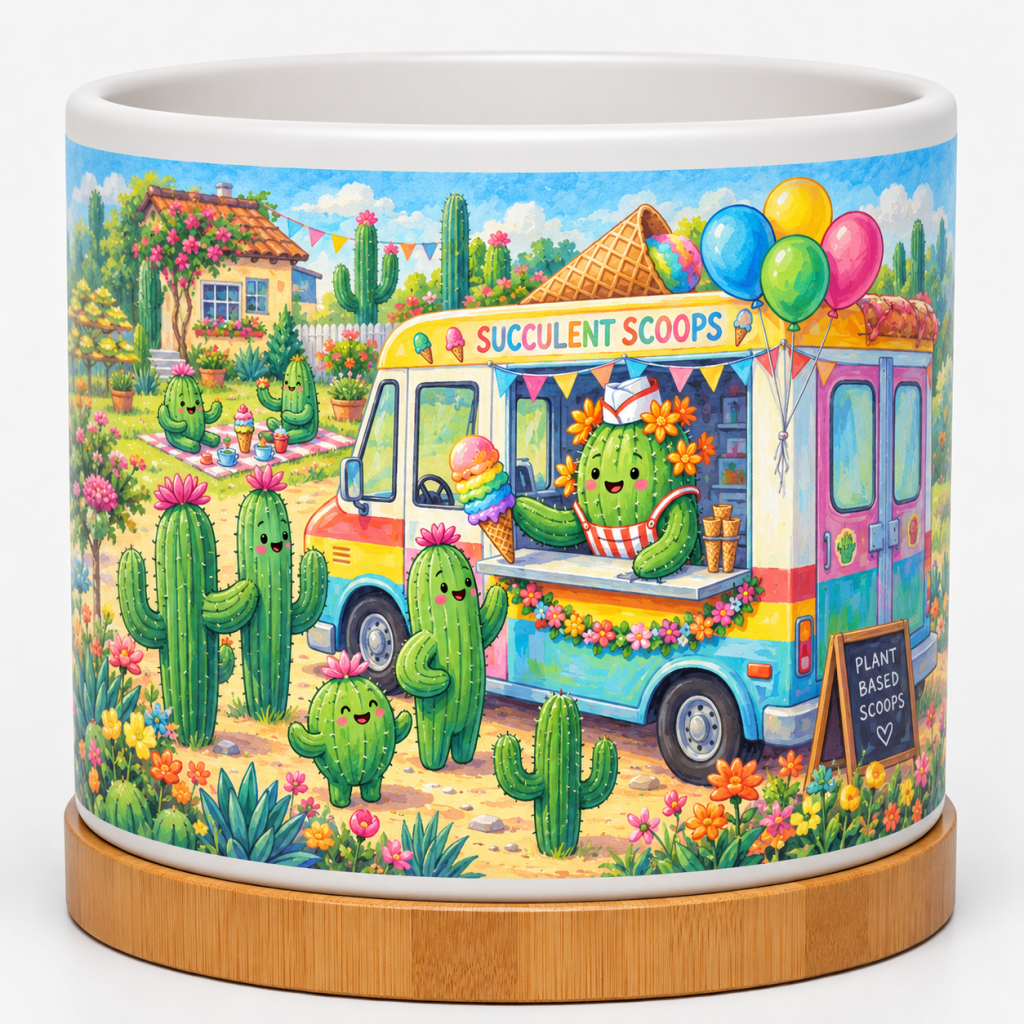 Cactusicecream 4-Inch Ceramic Cactus Pot