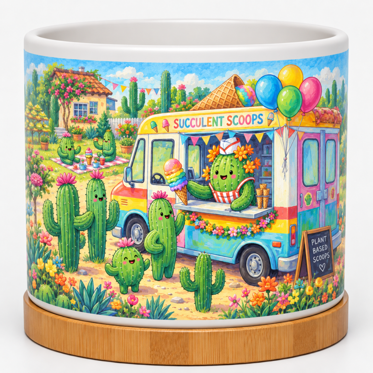 Cactusicecream 4-Inch Ceramic Cactus Pot
